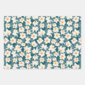 Floral Spring Daffodil | Teal and Yellow Wrapping Paper Sheets (Front)
