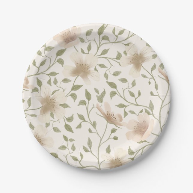 Floral Spring Easter Floral Baby Shower Paper Plates (Front)