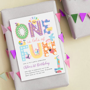 Floral Spring First Birthday, One is lots of fun Invitation