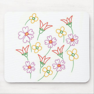 Floral Spring Flowers Drawing Collage Mousepads