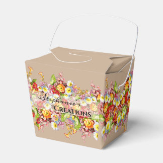 Floral Spring Flowers Primrose Taupe Professional Favor Boxes