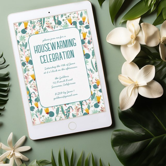 Floral Spring Garden Custom HOUSEWARMING PARTY Invitation (Custom garden party housewarming invitation with floral pattern. Customize with your own text)