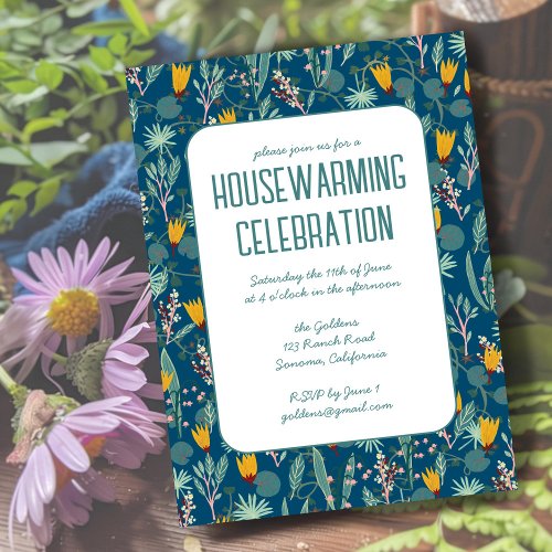 Floral Spring Garden Custom HOUSEWARMING PARTY Invitation