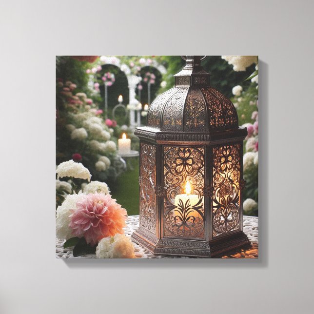 Floral Spring Garden Lantern  Canvas Print (Front)