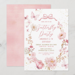 Floral Spring Garden Watercolor Butterfly Birthday Invitation