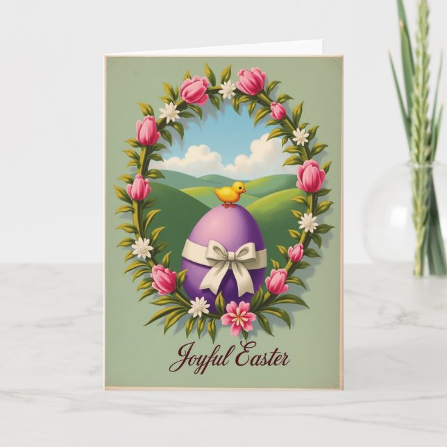 Floral Spring Hatchling Egg Card (Front)
