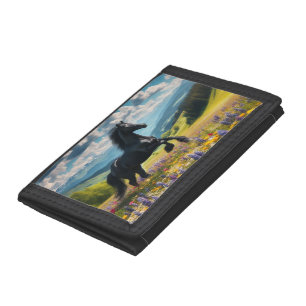 Floral/spring horse/stallion  tri-fold wallet