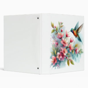 Floral/spring hummingbird artwork 3 ring binder