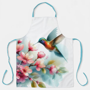Floral/spring hummingbird artwork  apron