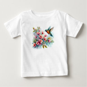 Floral/spring hummingbird artwork baby T-Shirt