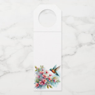 Floral/spring hummingbird artwork bottle hanger tag