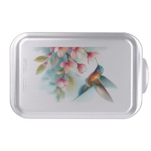 Floral/spring hummingbird artwork  cake pan