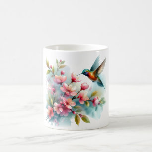 Floral/spring hummingbird artwork  coffee mug
