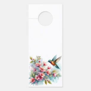 Floral/spring hummingbird artwork door hanger