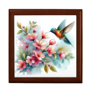 Floral/spring hummingbird artwork gift box