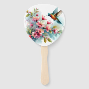 Floral/spring hummingbird artwork  hand fan