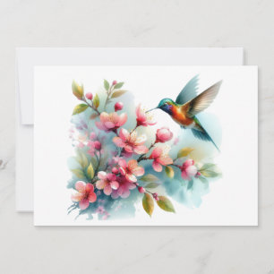 Floral/spring hummingbird artwork  holiday card