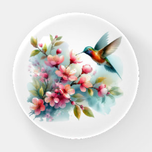 Floral/spring hummingbird artwork paperweight