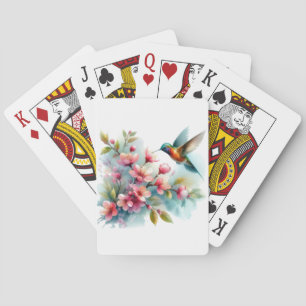 Floral/spring hummingbird artwork poker cards