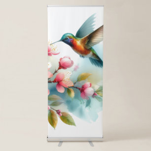 Floral/spring hummingbird artwork retractable banner