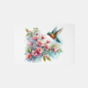 Floral/spring hummingbird artwork  rug
