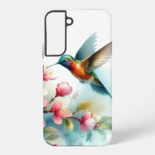 Floral/spring hummingbird artwork samsung galaxy s22+ case