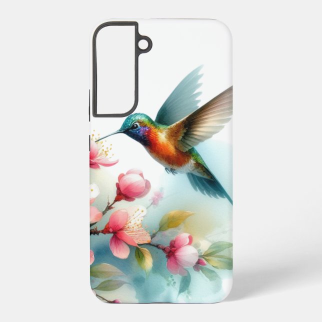 Floral/spring hummingbird artwork  samsung galaxy case (Back)