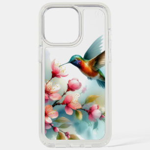 Floral/spring hummingbird artwork iPhone 15 pro max case