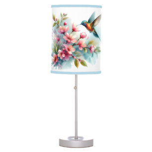 Floral/spring hummingbird artwork  table lamp