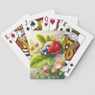 Floral/spring ladybug artwork poker cards
