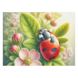 Floral/spring ladybug artwork tablecloth