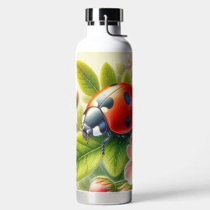 Floral/spring ladybug artwork water bottle