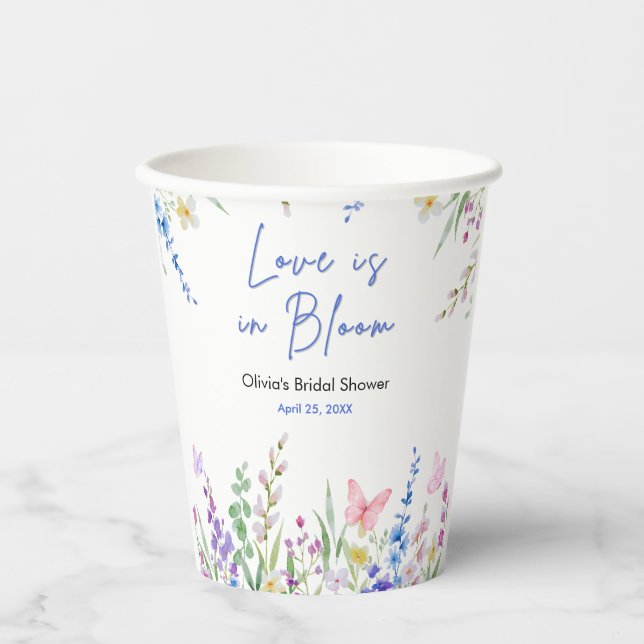 Floral Spring Love is in Bloom Bridal Shower  Paper Cups (Front)