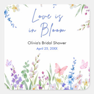 Floral Spring Love is in Bloom Bridal Shower Square Sticker