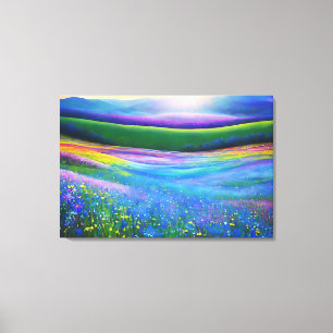 Floral Spring Meadow Mountain Valley Landscape Canvas Print