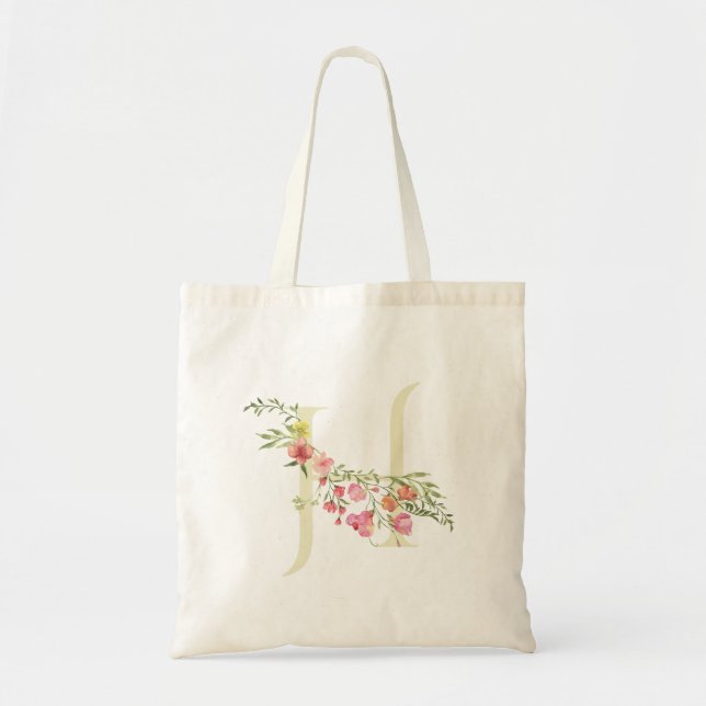 floral spring monogram H wedding Bridal Shower Tote Bag (Front)