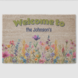 Floral Spring Personalized Welcome Coir Mat