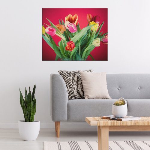 Floral spring photo red and green photo art work canvas print