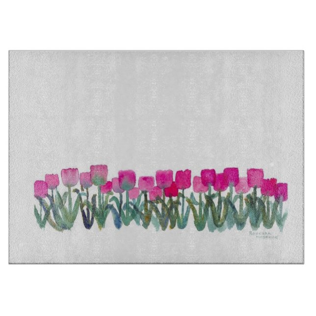 Floral Spring Pink Tulip Grove Cutting Board (Front)