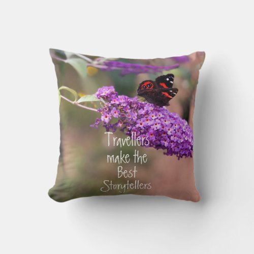 Floral  Spring Pretty Butterfly Photo Throw Pillow