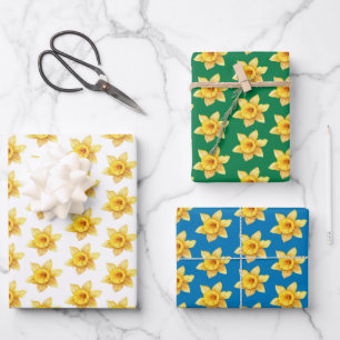 Floral Spring Watercolor Yellow Daffodil  Wrapping Paper Sheets