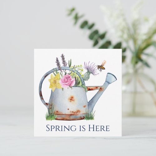 Floral Spring Watering Can  Bee Card