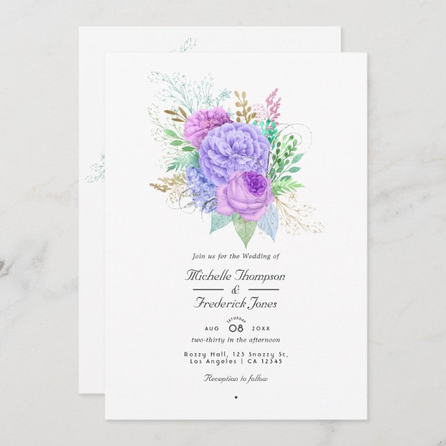 Floral Spring Wedding QR Code Rsvp Invitation (Front/Back)