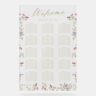 Floral Spring Wedding Welcome Seating Acrylic Sign
