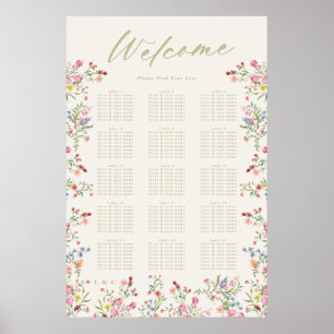 Floral Spring Wedding Welcome Seating Chart