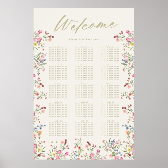 Floral Spring Wedding Welcome Seating Chart (Front)
