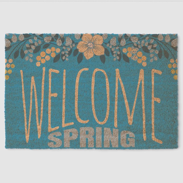Floral Spring Welcome Coir Mat (Front)