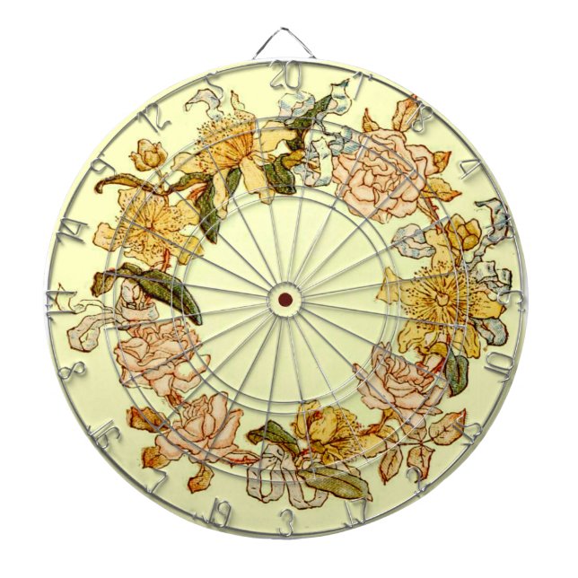 Floral Spring Wreath Flower Pink Flowers Art Dart Board (Front)