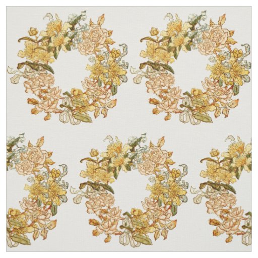 Floral Spring Wreath Flower Pink Flowers Art Fabric
