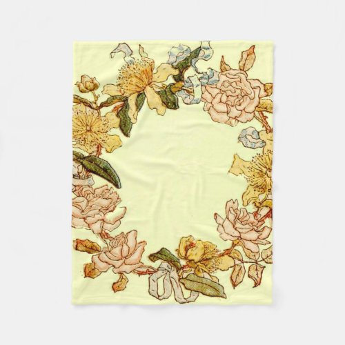 Floral Spring Wreath Flower Pink Flowers Art Fleece Blanket